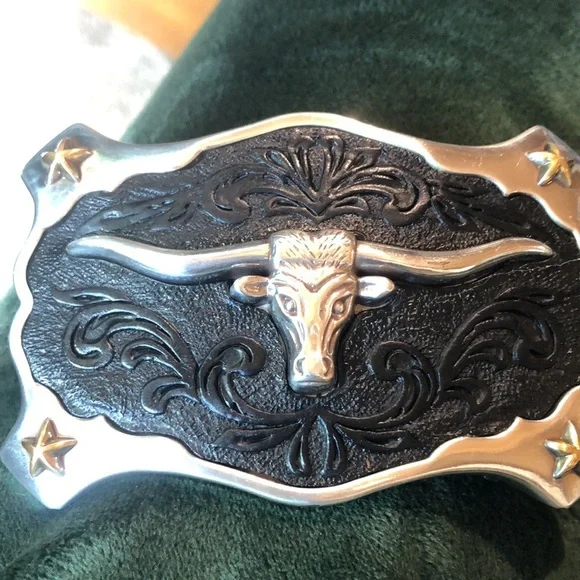 NWOT JUSTINS leather belt embossed tooled leather steelhead buckle 34 - Picture 8 of 8